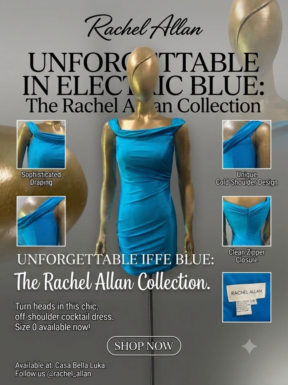 Rachel Allan Bright Blue Evening Dress